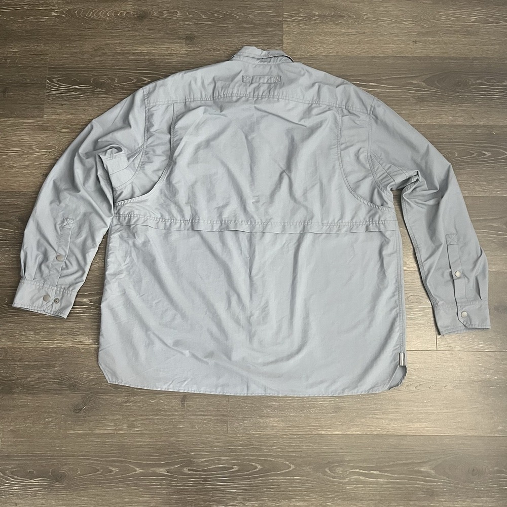 Duluth Trading Action Shirt Mens 2XL Blue Ripstop Fishing Vented Pockets Button - Picture 3 of 5
